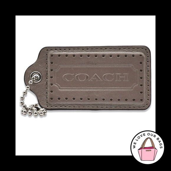 HUGE 3.5" COACH PERFORATED Mushroom Brown Leather Fob Bag Charm Keychain HangTag - Picture 1 of 1